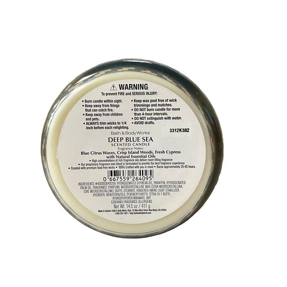 Bath & Body Works Deep Blue Sea 3 Wick Scented Candle - Picture 2 of 3